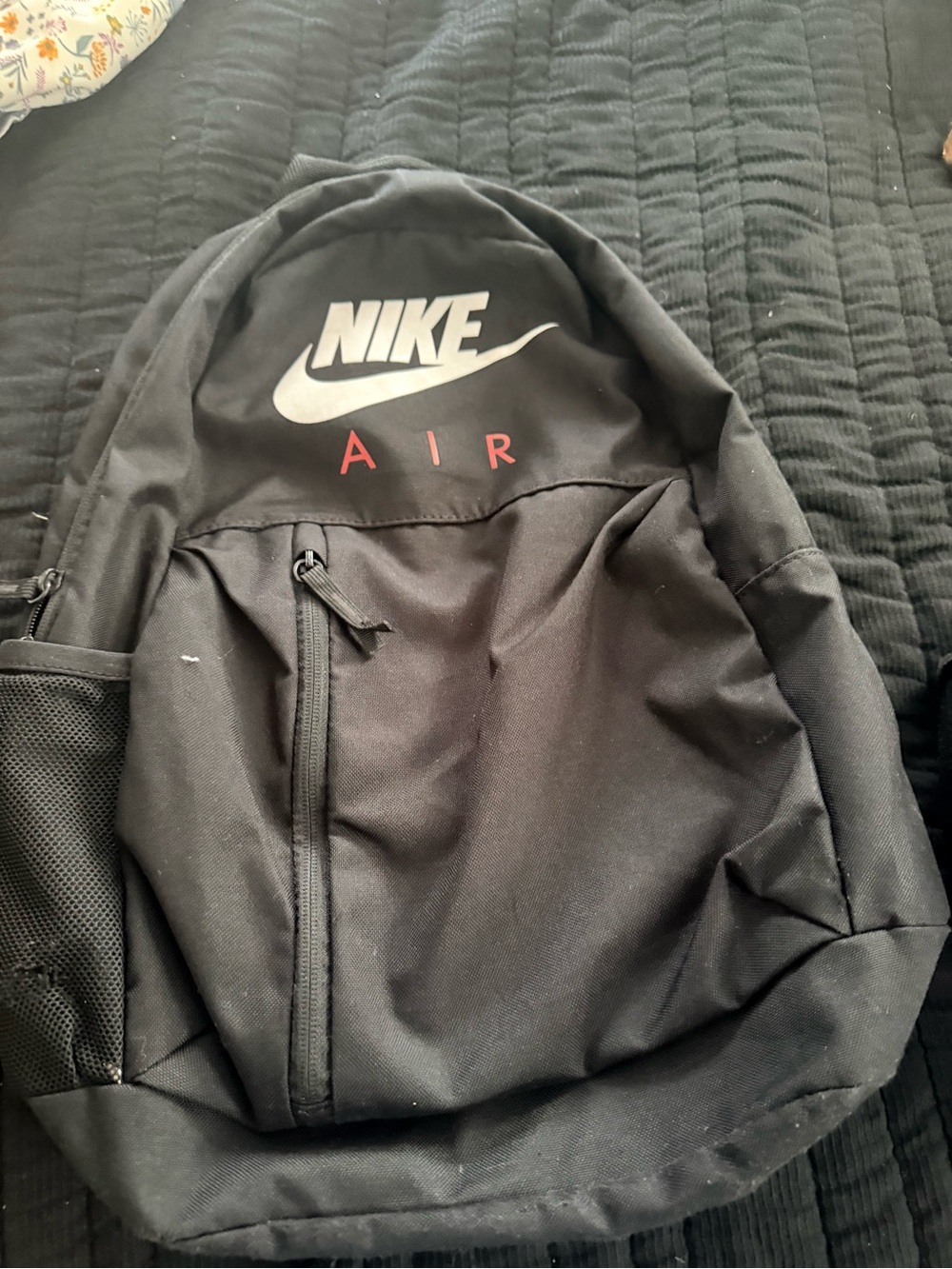 Nike Black Backpack with White Swoosh and Red AIR